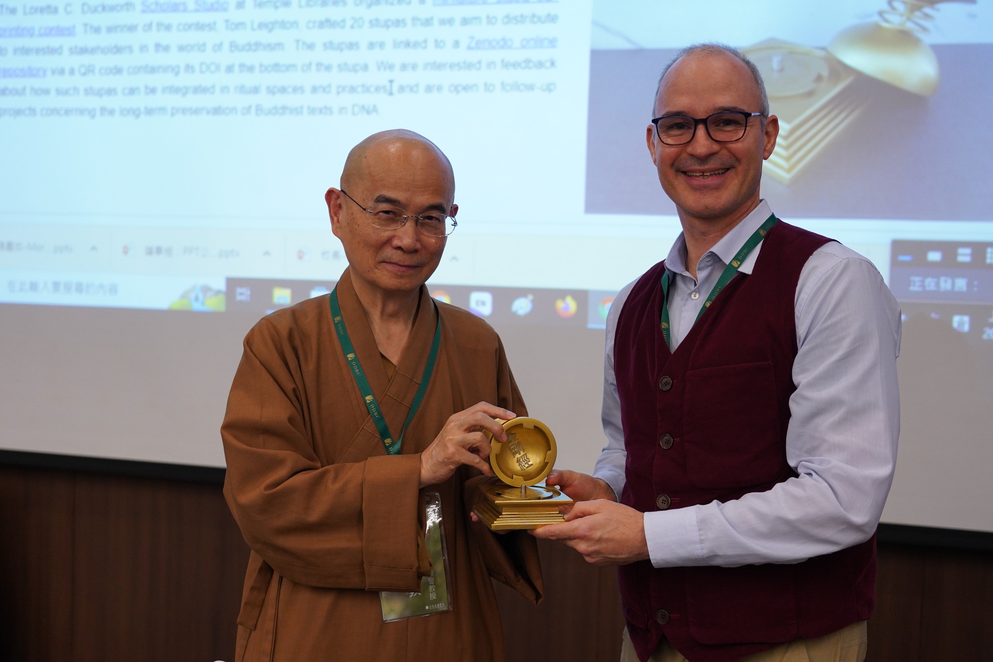 Marcus Bingenheimer gifting a stupa