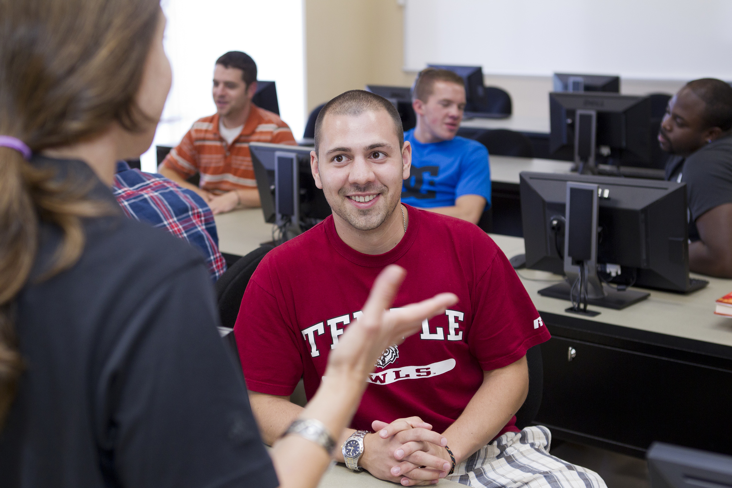 A student received career development advice at Temple University Ambler.