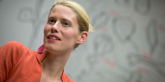 Temple faculty member Allison Hayes-Conroy in her classroom.