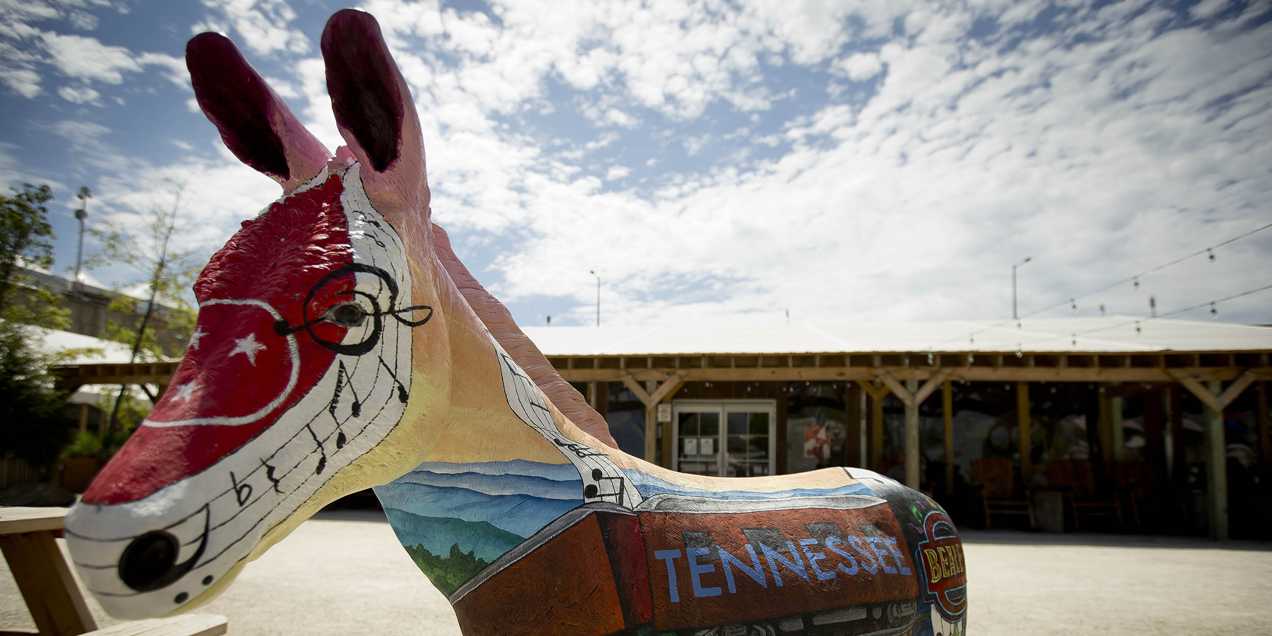 A colorfully painted DNC donkey representing Tennessee.