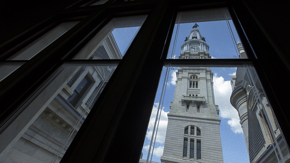 City Hall tower from an office window.
