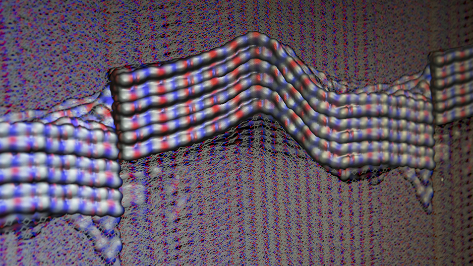 A screenshot of a molecular-dynamics simulation of Kevlar .