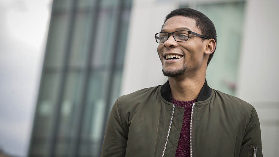 Titus Knox outside of Morgan Hall.