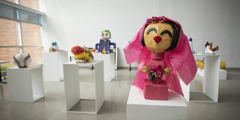 Cardboard sculptures on display at the Tyler School of Art.