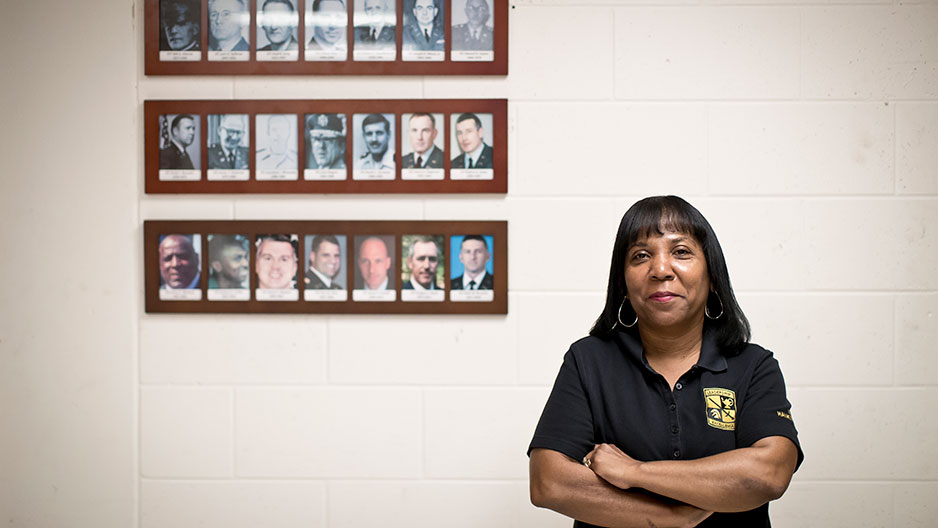 Jackie Hankins-Kent in the ROTC office