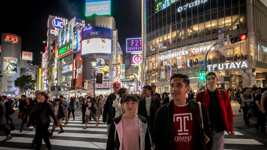Temple students walking in Tokyo