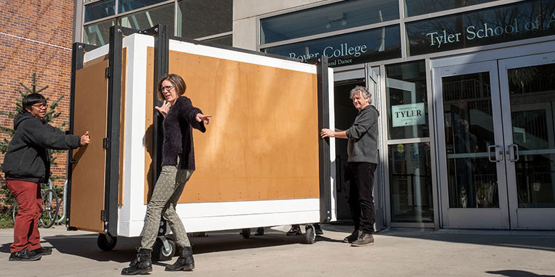 Tyler faculty and students roll pinhole camera