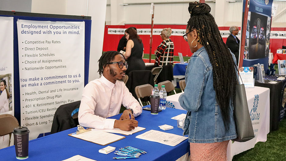 employer table at job fair