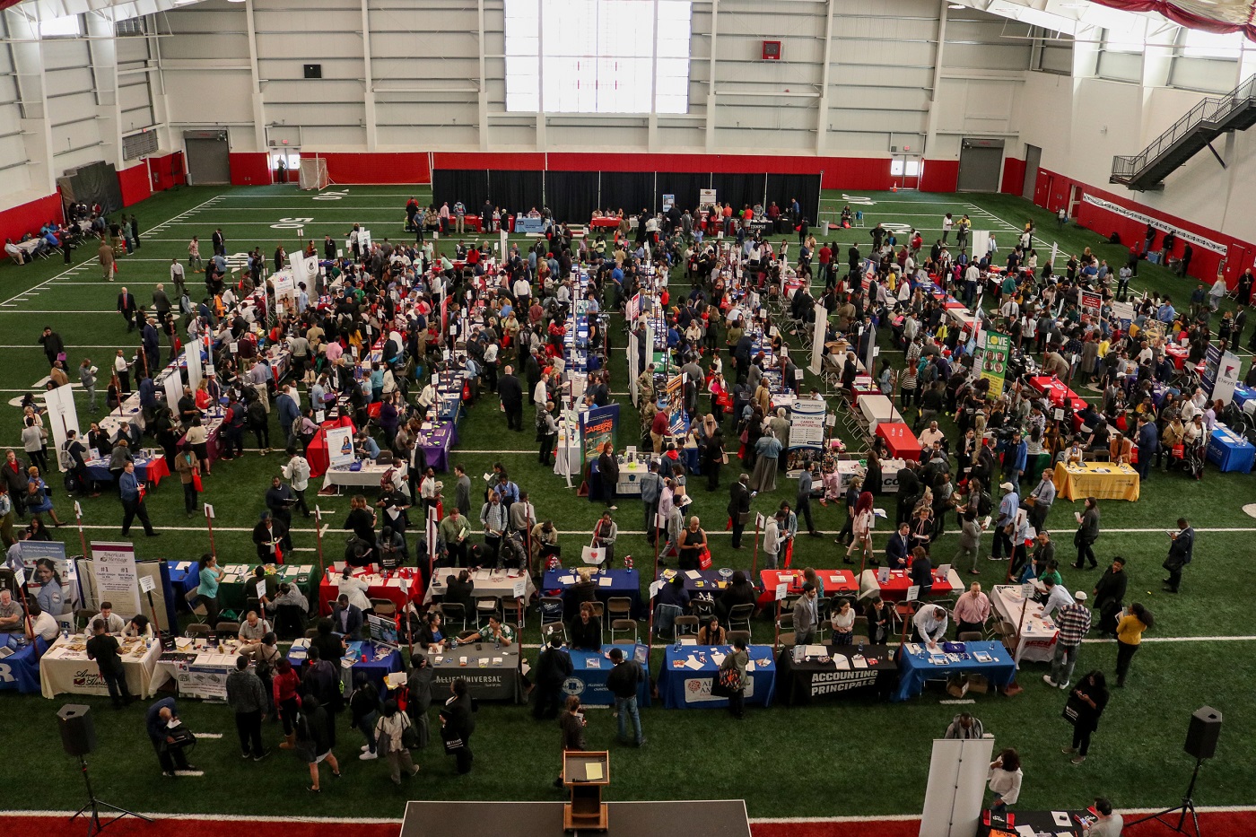 Image of job seekers at Temple University Aramark STAR Complex.