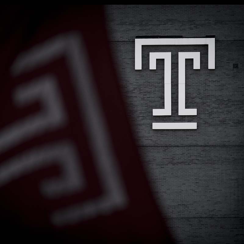 Temple flag and Temple T on building
