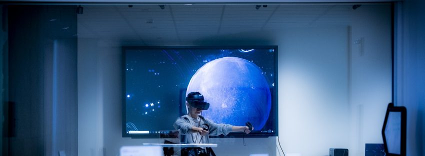 Student using VR equipment at the Duckworth Scholars Studio