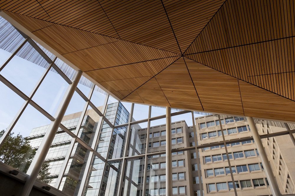 Inside the new atrium in Anderson Hall.