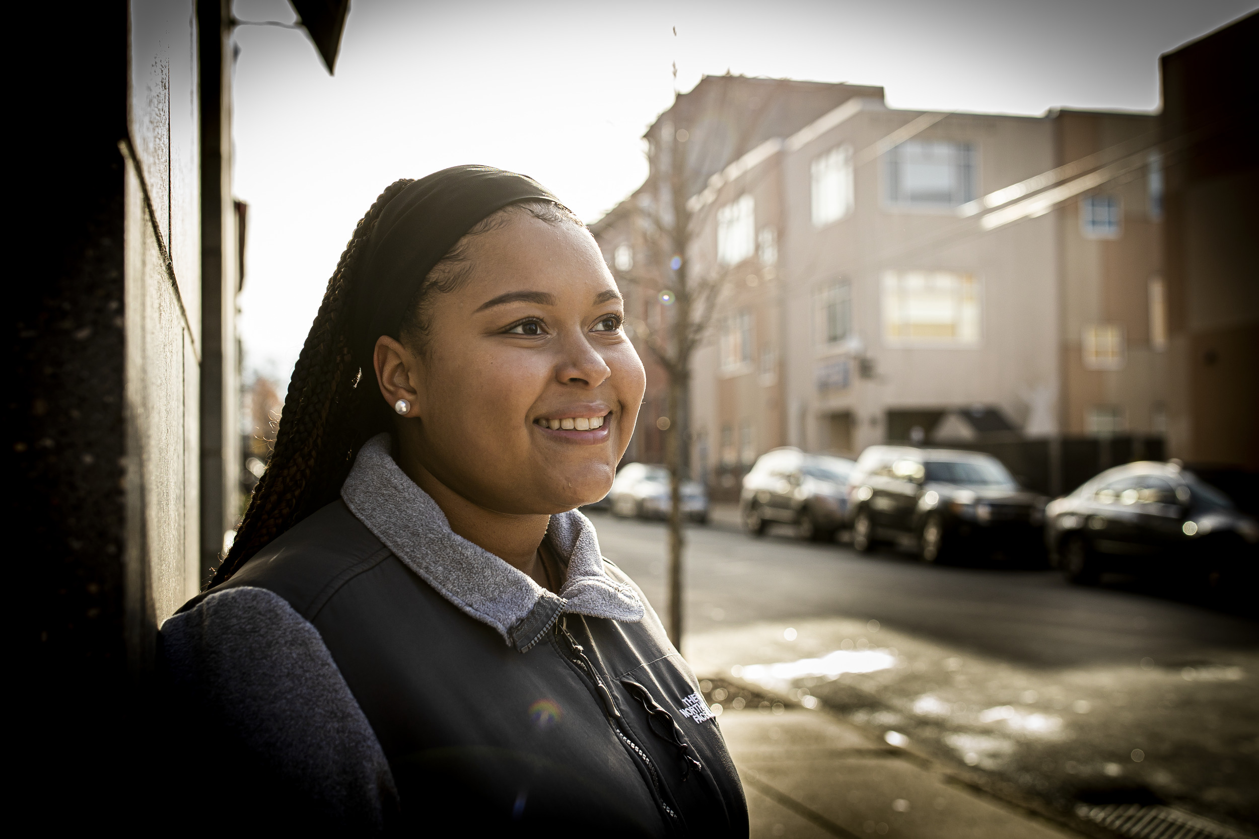 Ra'Vonne Pierre standing outside on Temple's campus.