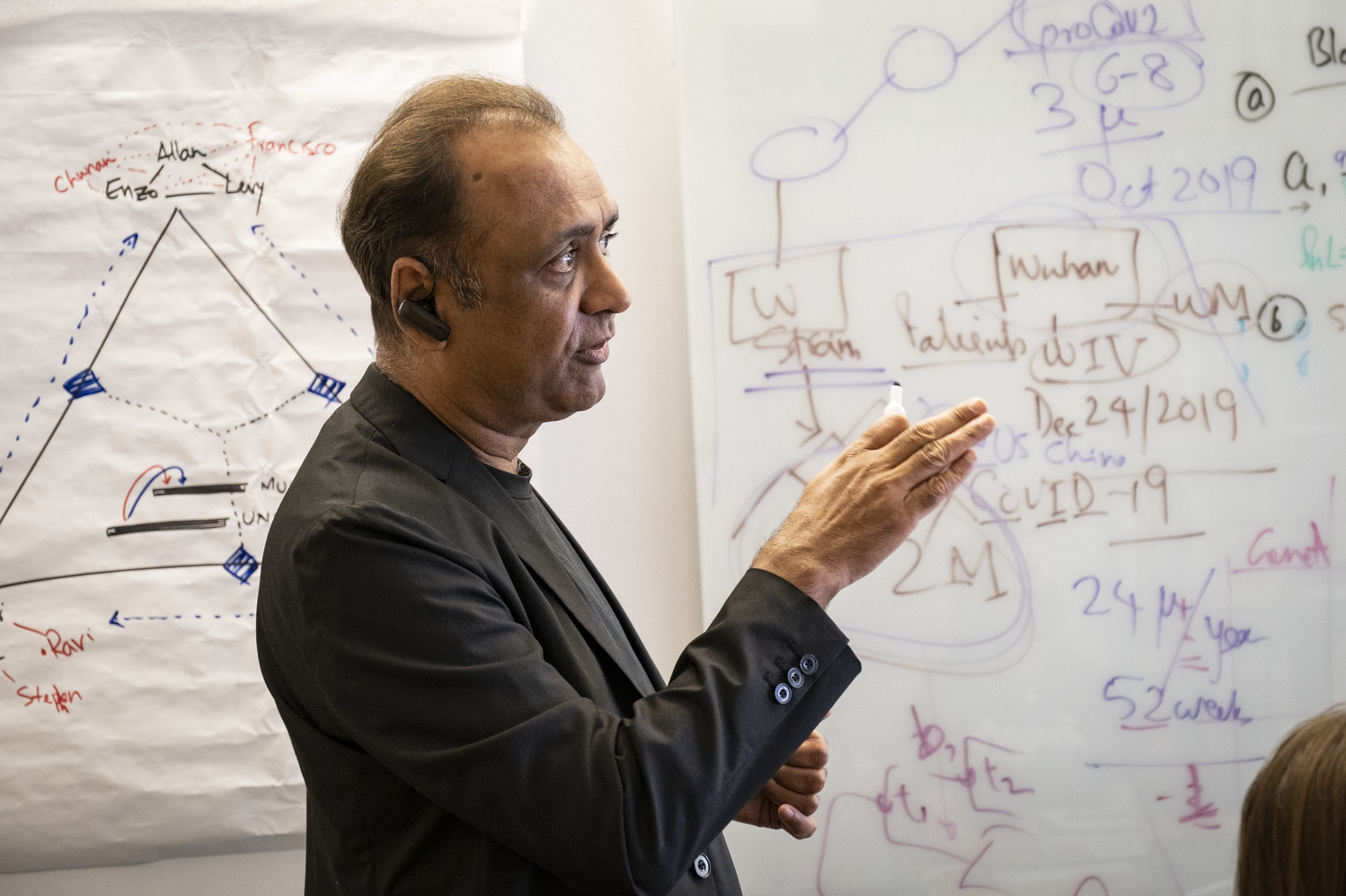 Sudhir Kumar teaching in front of a white board