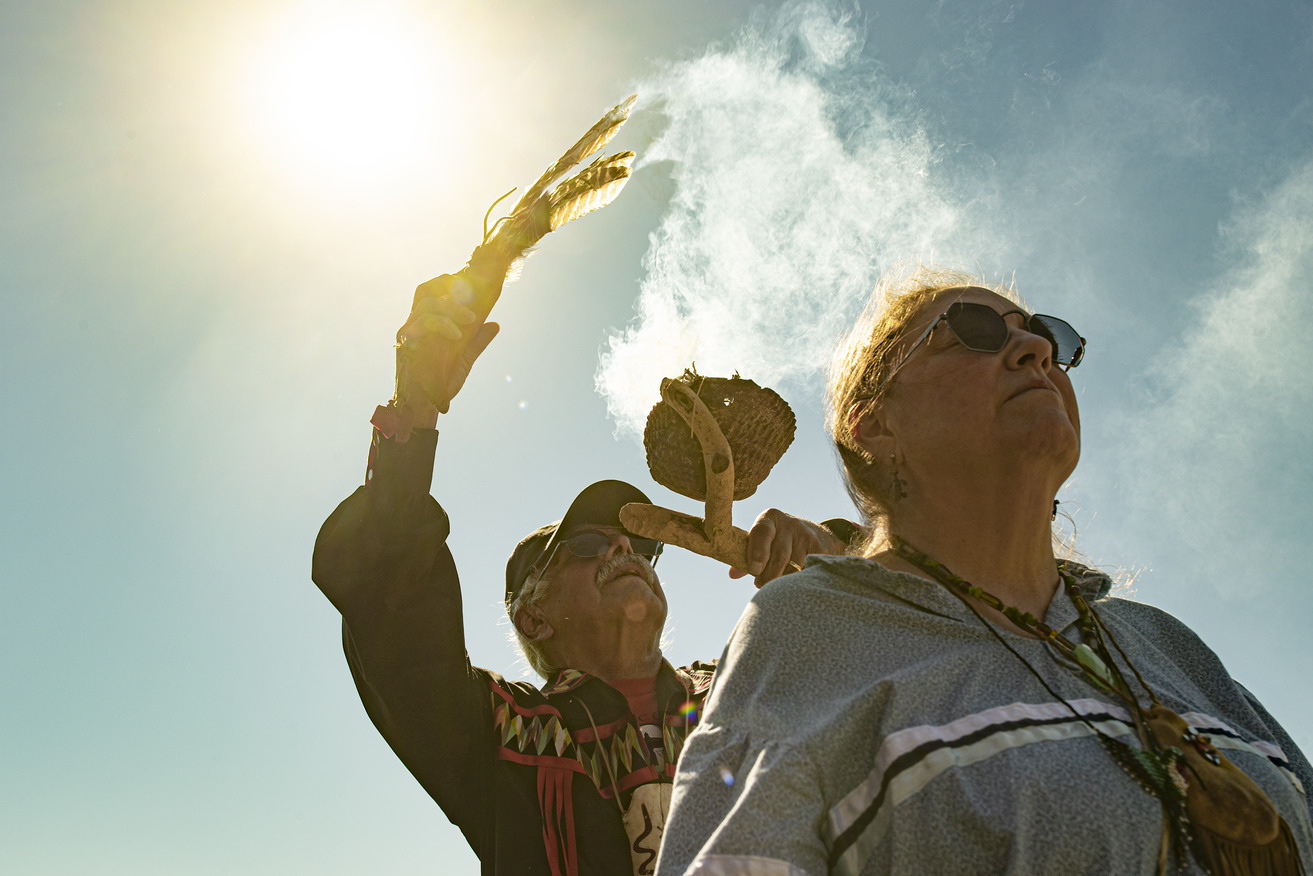 members of the Lenape Nation of Pennsylvania during a healing ceremony.