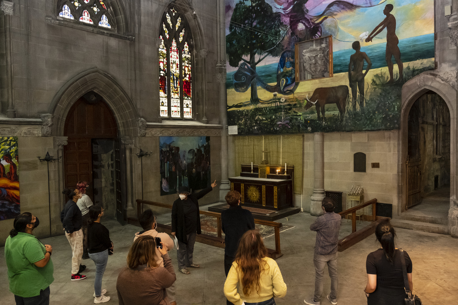 a mural inside the Church of the Advocate.