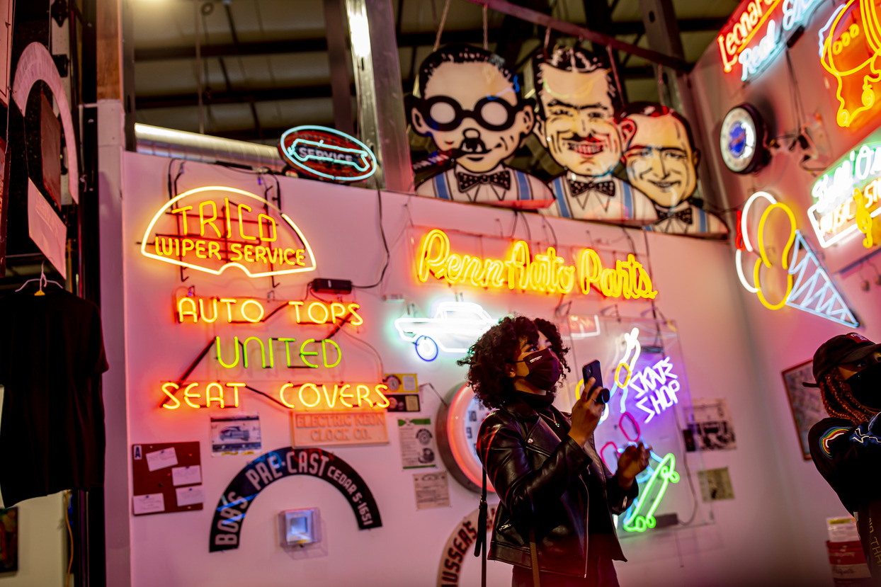 Image of students exploring the Neon Museum