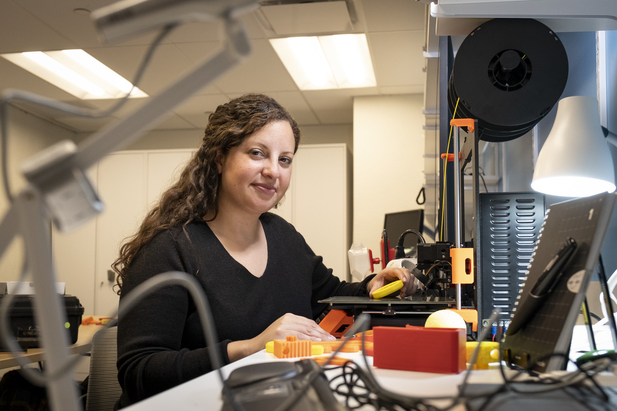 Image of Assistive Technology Specialist Alanna Raffel working in the Ritter Annex lab.