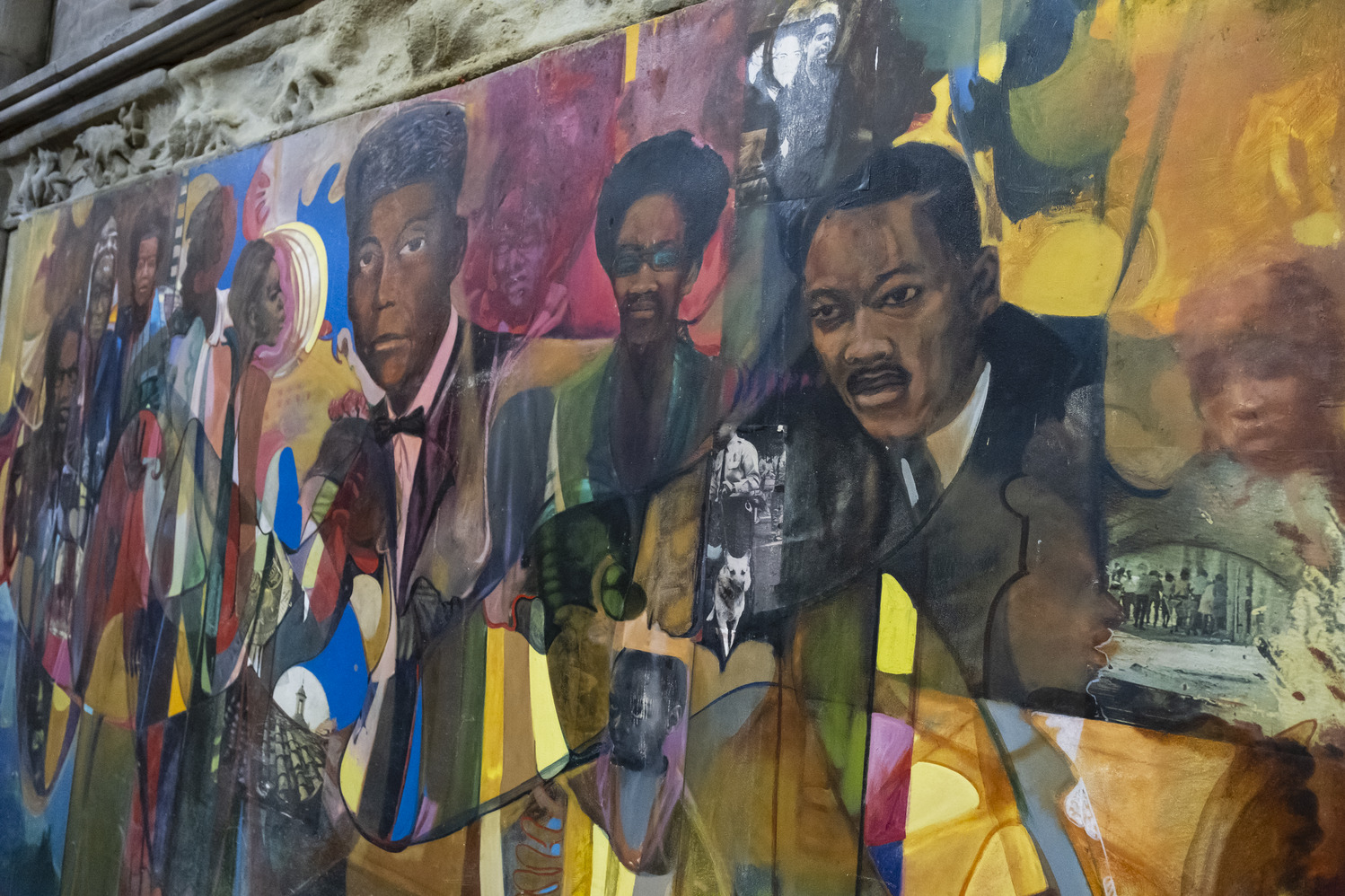 Image of Black history mural inside the Church of Advocate.