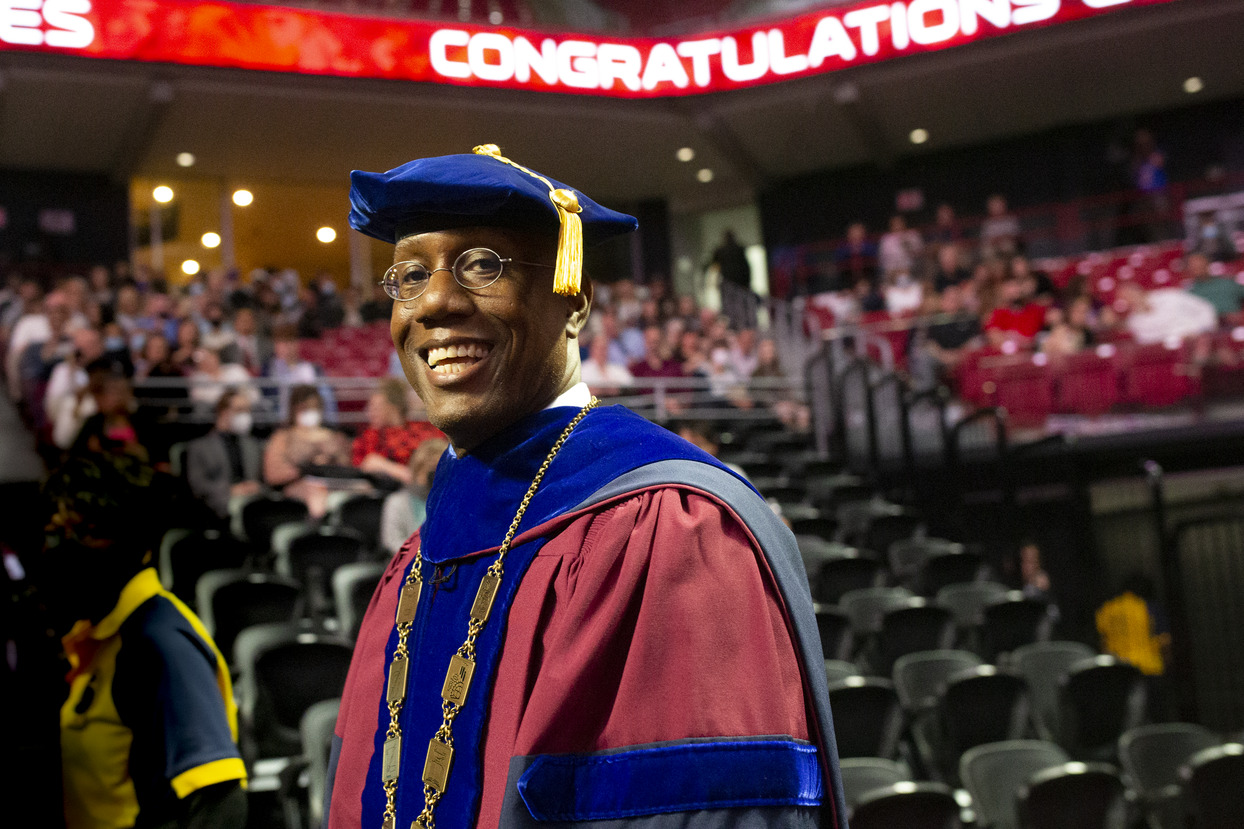 Image of President Wingard at Commencement 2022