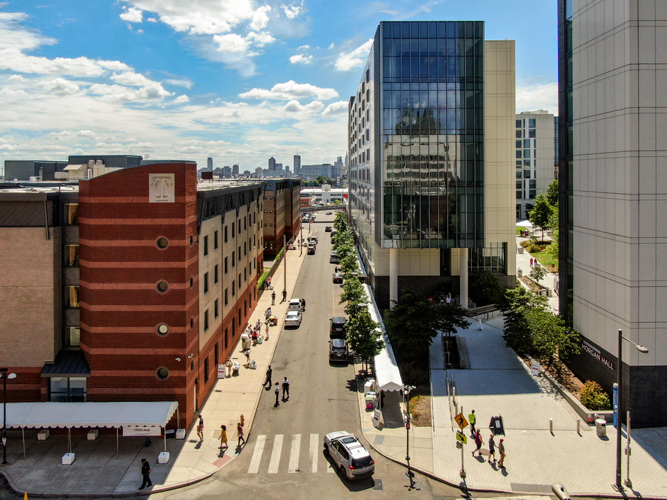 Aerial shot of Temple University campus