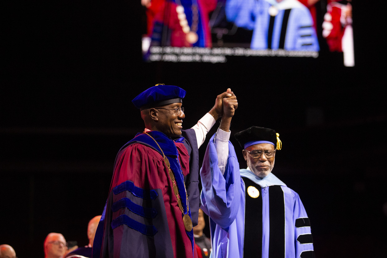 Image of President Wingard with his father, Levi Wingard.