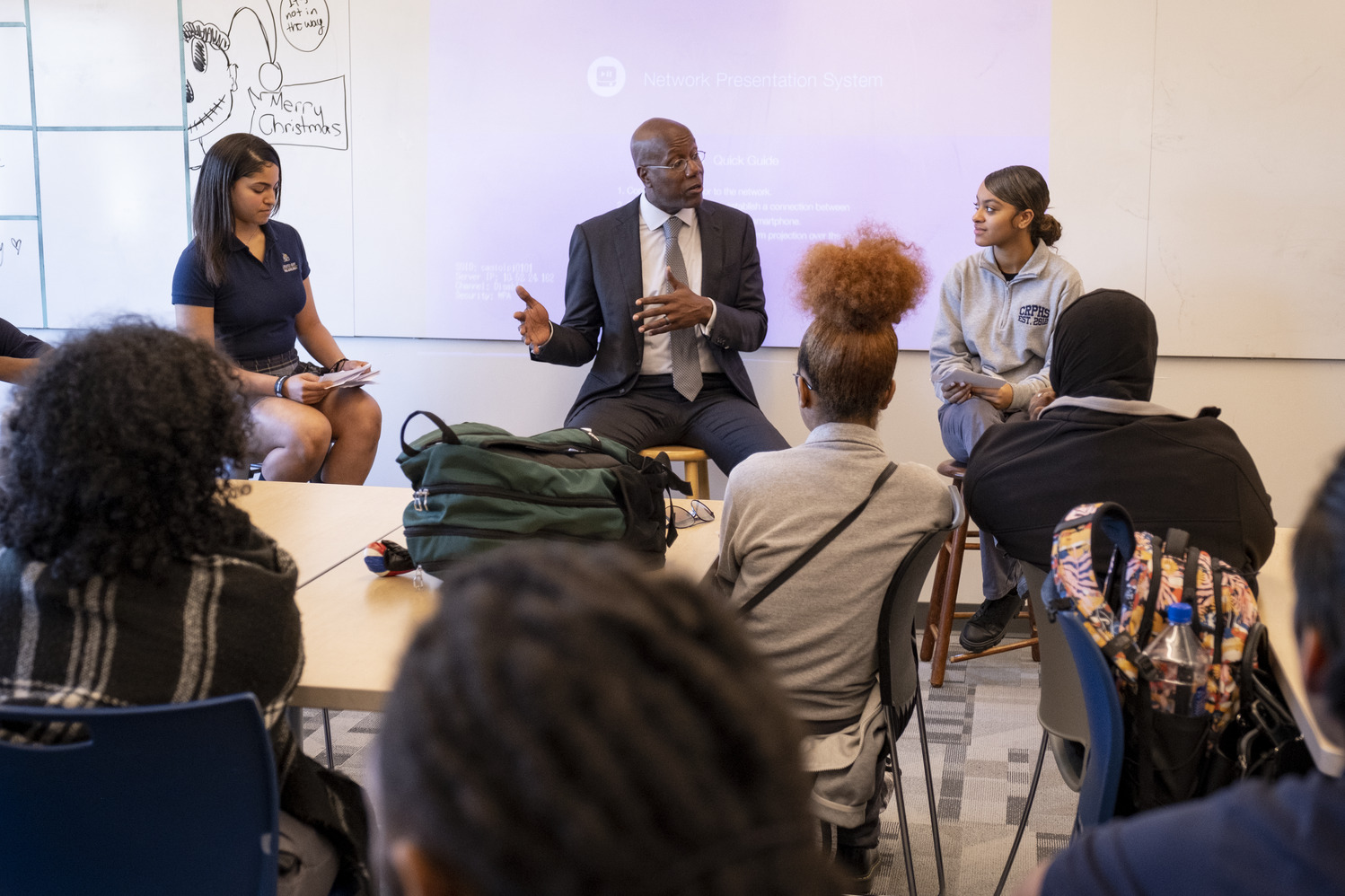 President Wingard visiting Cristo Rey High School.