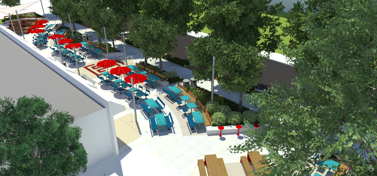 Rendering of renovated Vendor Pad pictured.