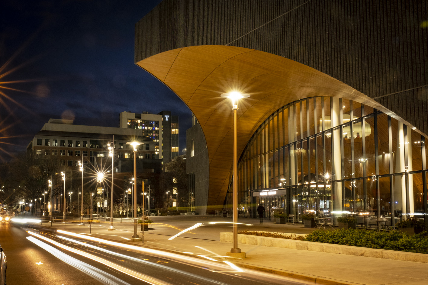 Charles Library at night