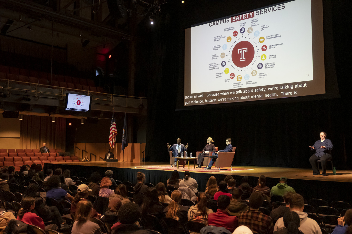 President Wingard, Jennifer Griffin, and Gianni Quattrocchi on stage