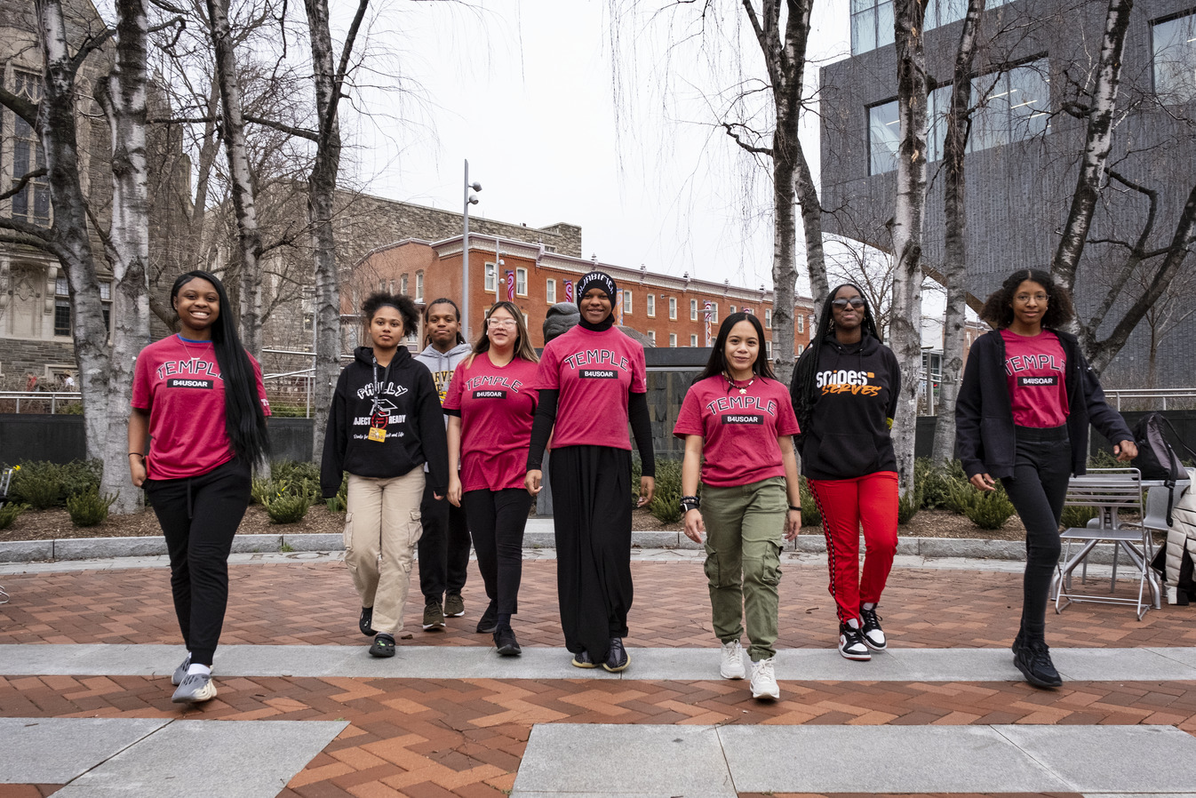 Students participating in B4USoar on campus