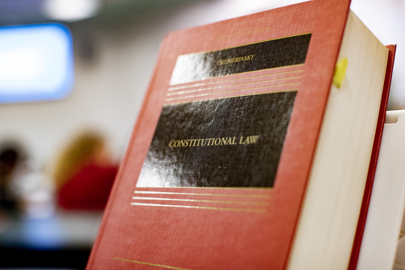 A red constitutional law book
