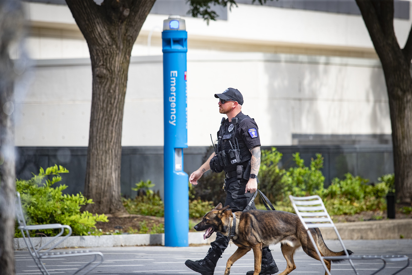 TUPD office with K-9 officer pictured.