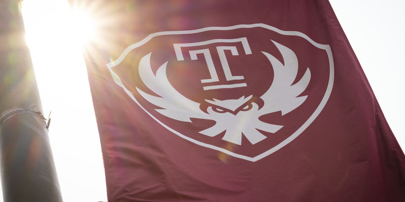 The Owl mark flag glistening in the sunlight