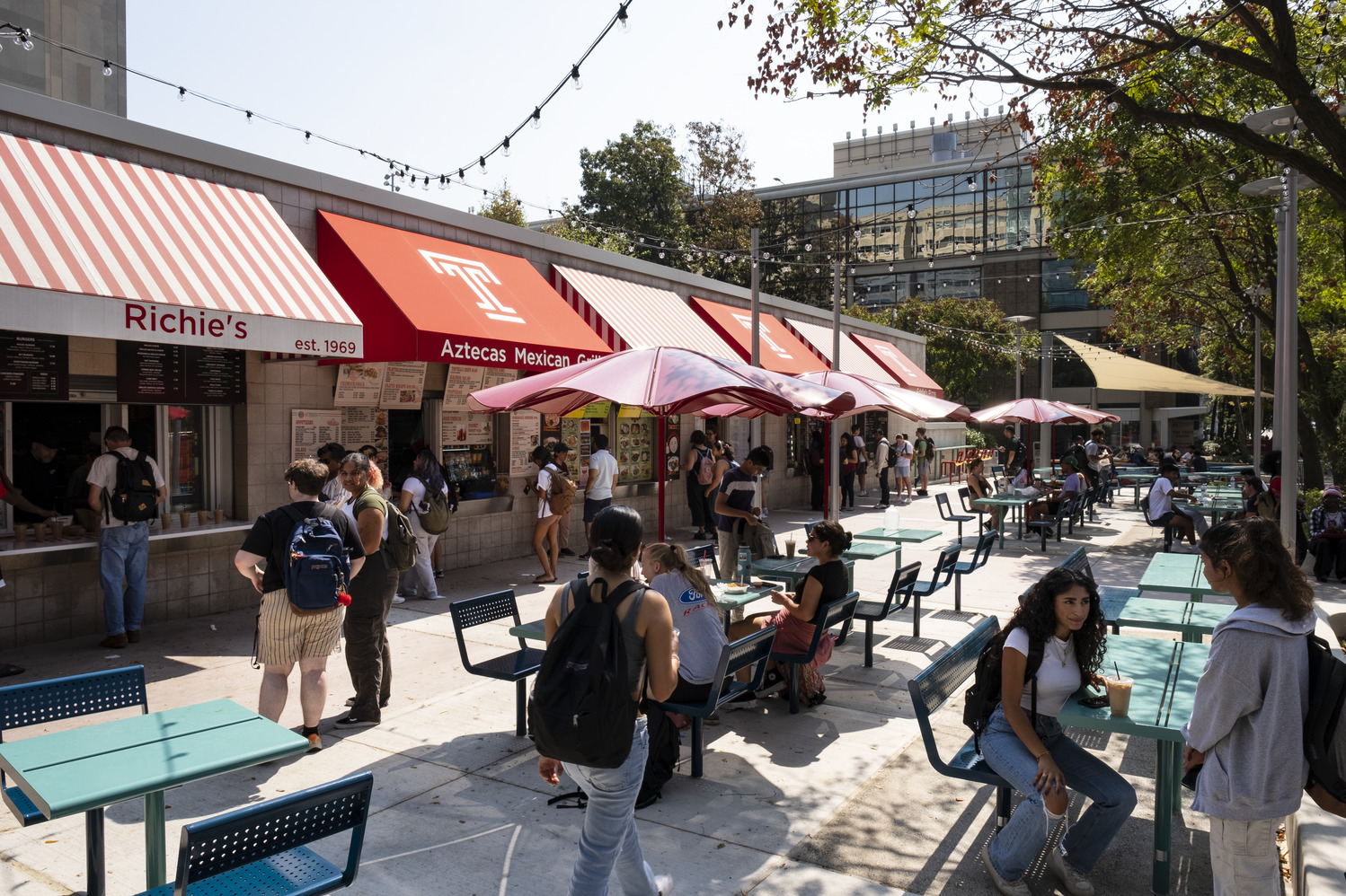 Students outside at the vendor pad