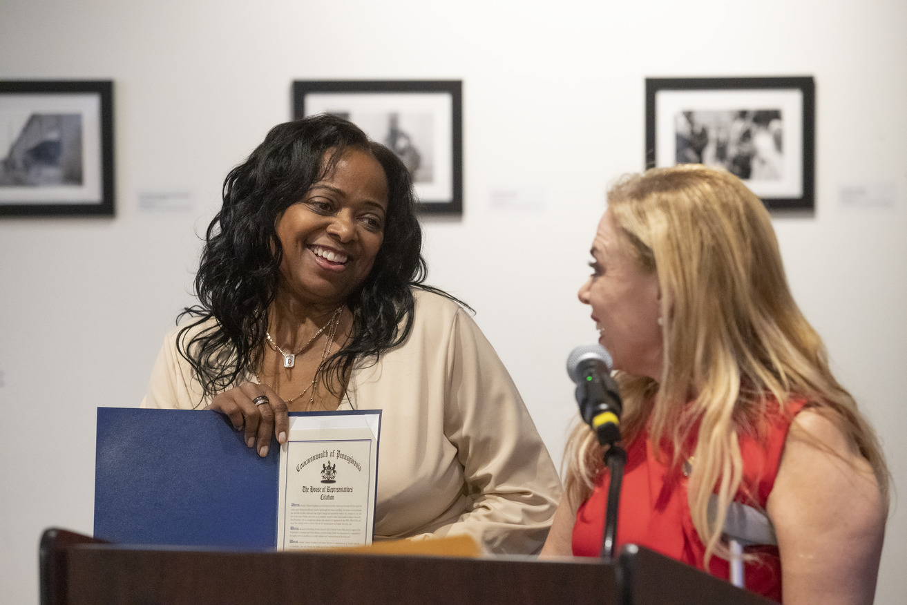 Deirdre Hopkins pictured with Sheila Hess.