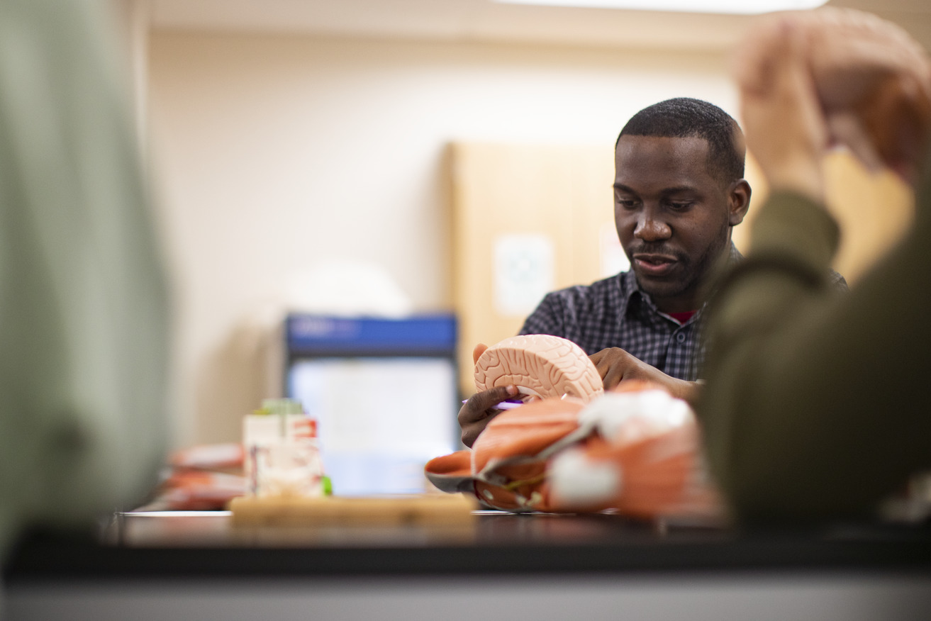 Antonion Matias Buenga in an anatomy lab on Main Campus
