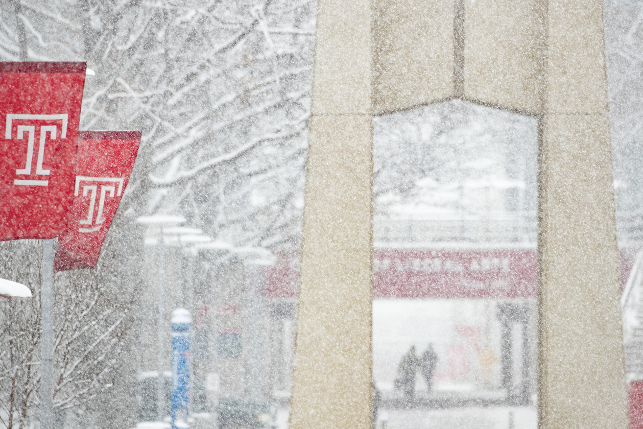 Snowy scene on campus.
