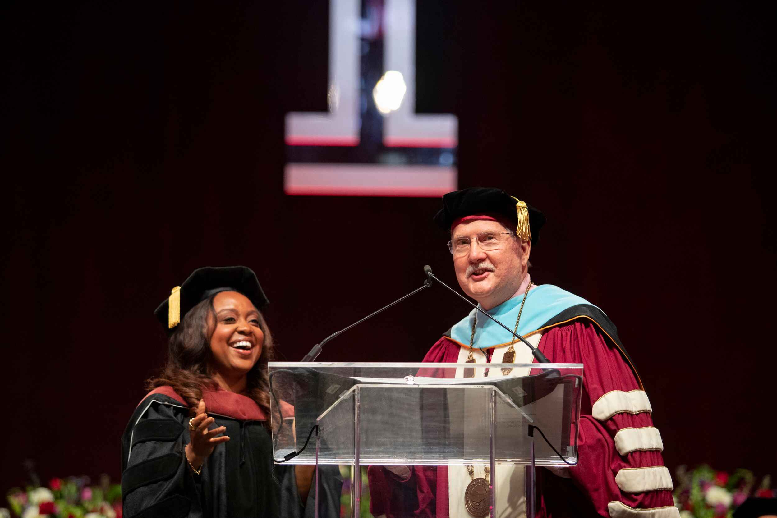 Quinta Brunson and President Richard Englert at Commencement