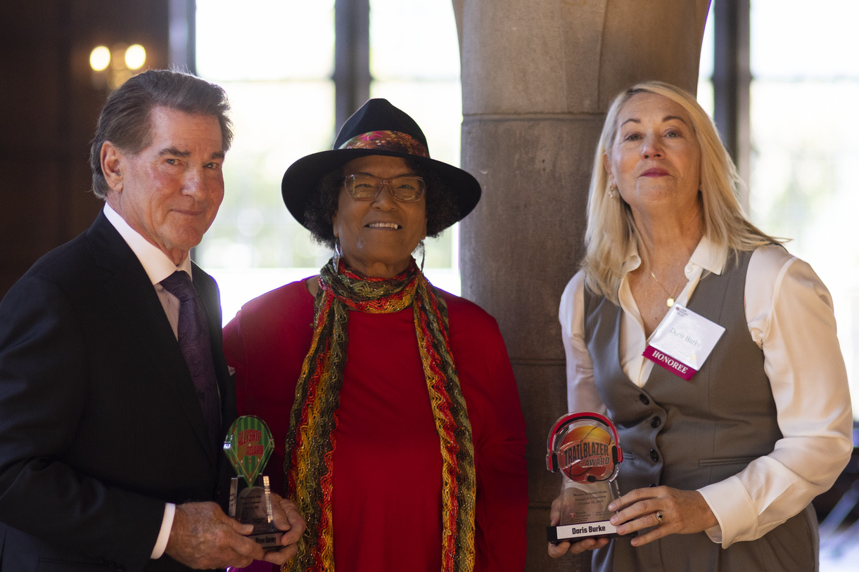 Image of Claire Smith with Steve Garvey and Doris Burke.