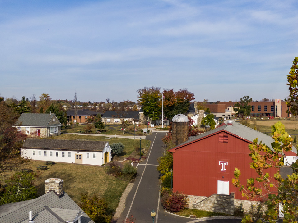 An aerial of Temple Ambler.
