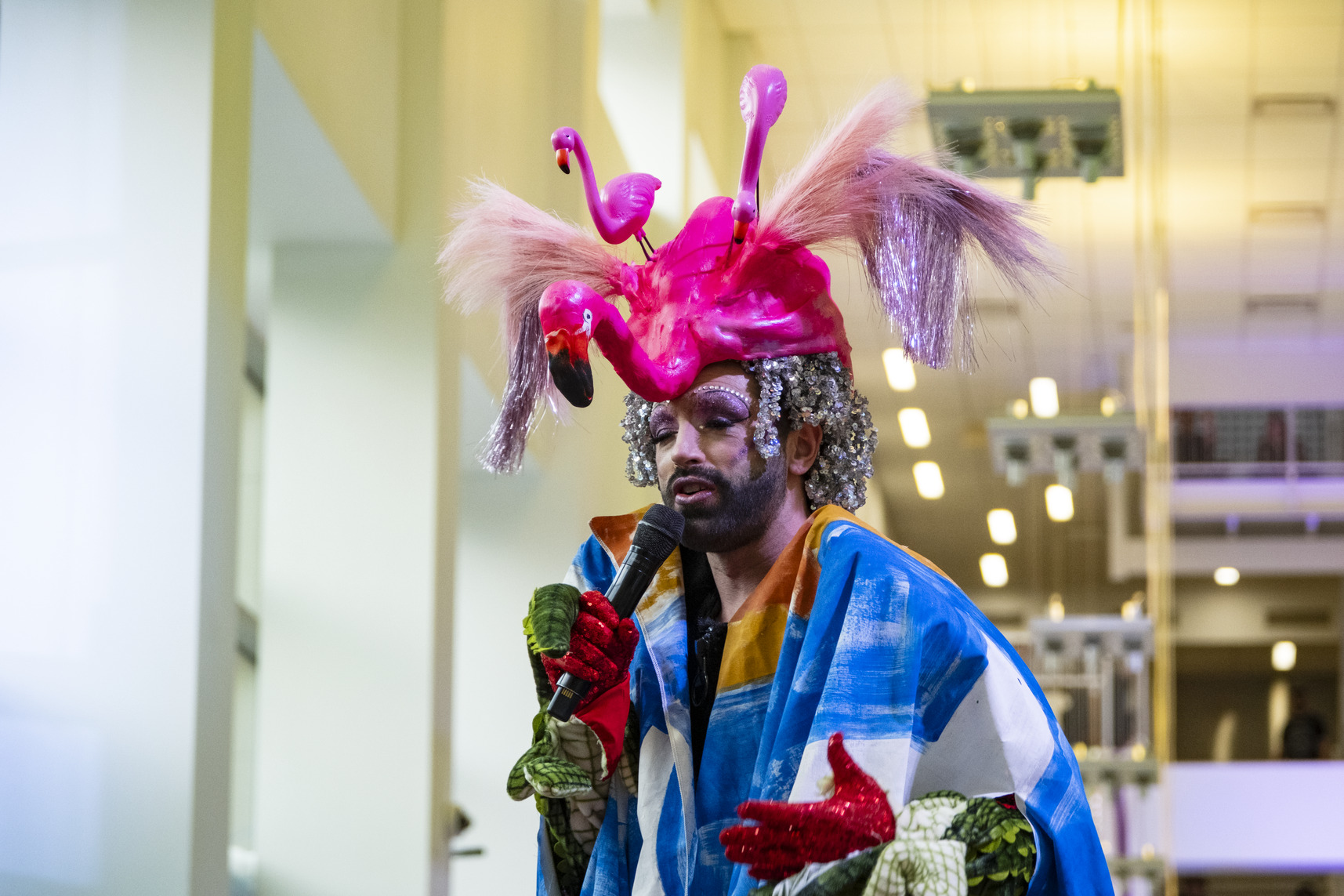 Host John Jarboe hosting the Wearable Art Show