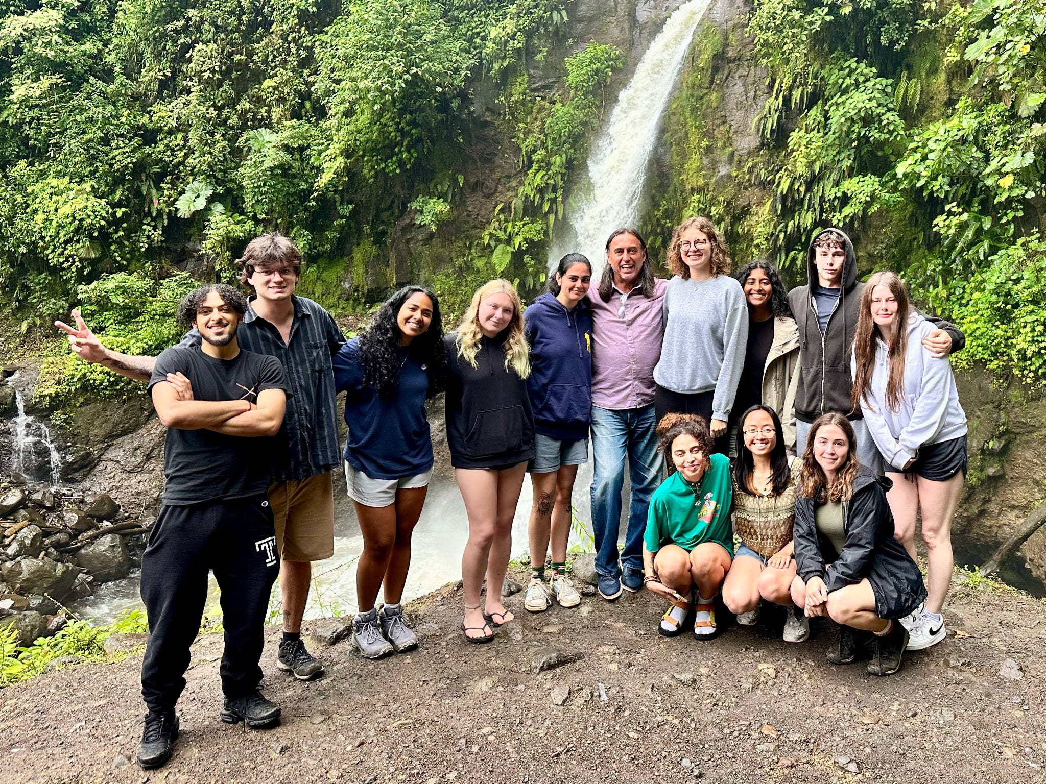 Image of Dean Mostafa and a group of Temple students in Costa Rica.