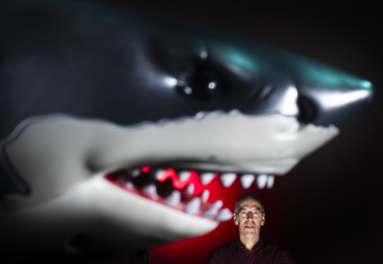 Michael Klein in the jaws of a shark