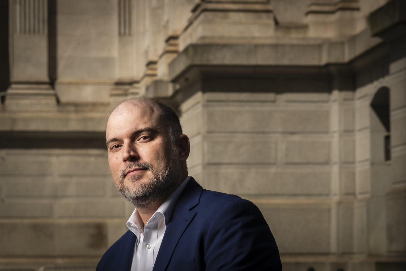 Jonathan Larsen outside of City Hall