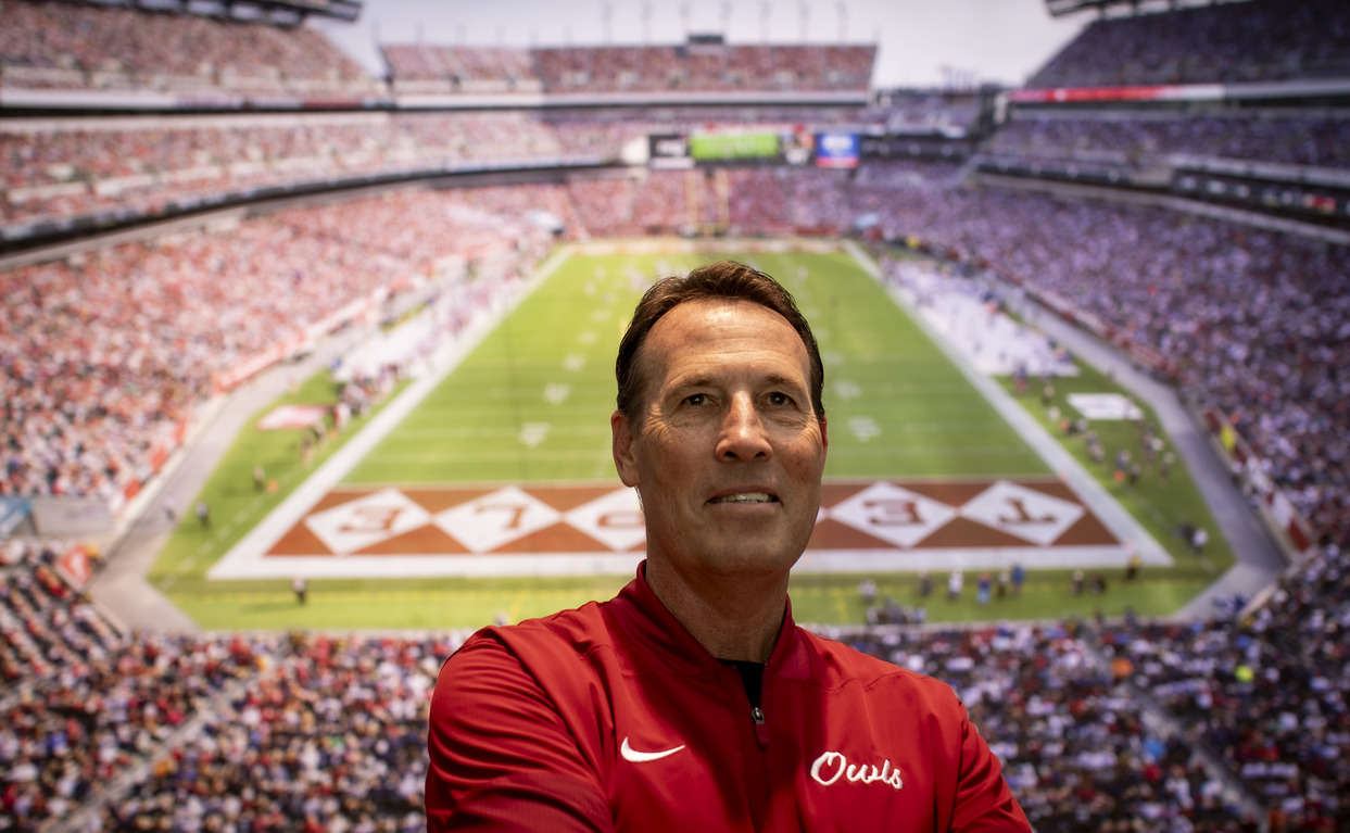 Image of Temple football Coach K.C. Keeler.