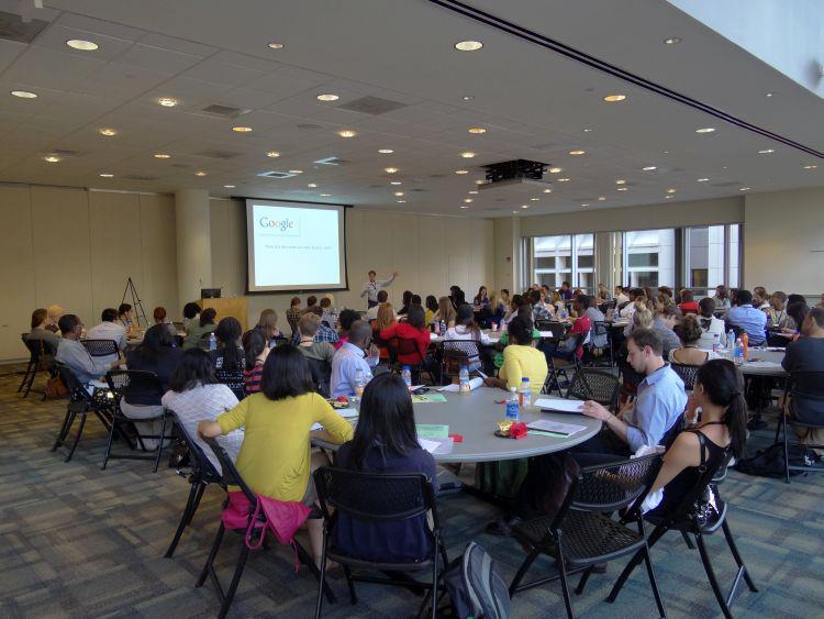 students discussing leadership