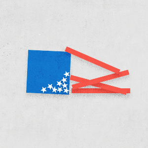 Image of an American flag falling apart