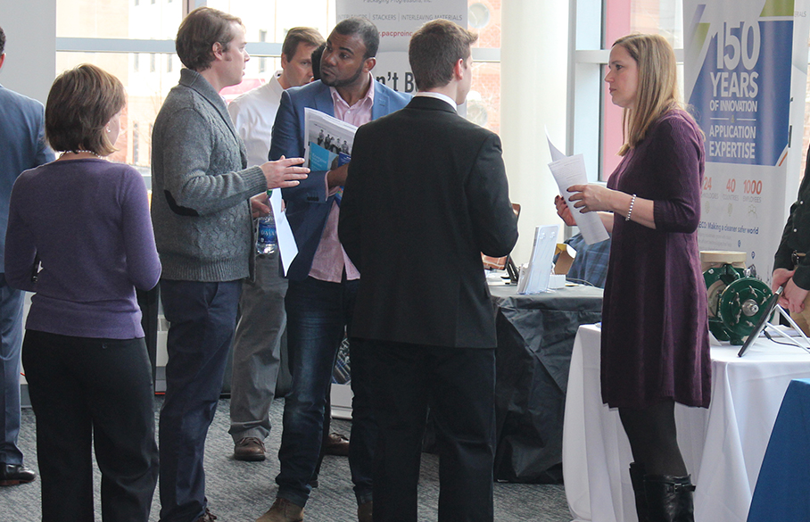 student and recruiter speaking