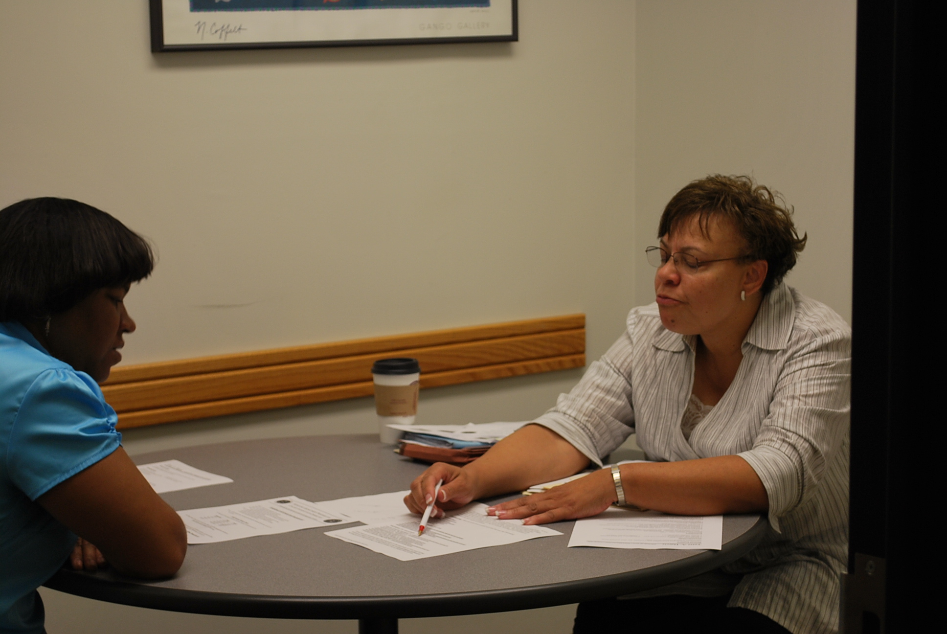 student during an interview